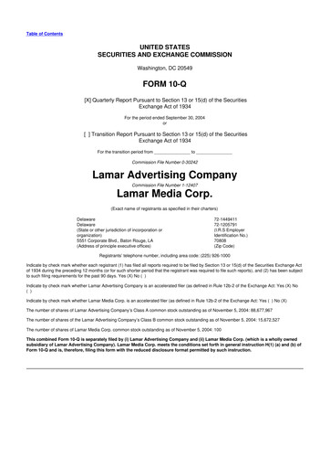 Thumbnail Lamar Advertising 10-Q Quarterly Report FY 