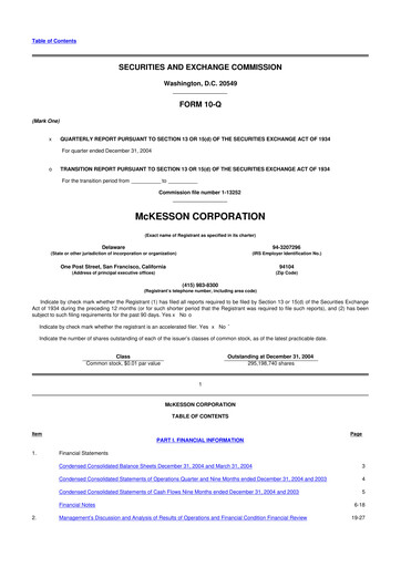 Miniature McKesson 10-Q Rapport trimestriel  