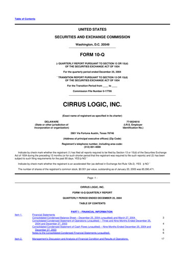 Thumbnail Cirrus Logic
 10-Q Quarterly Report FY 