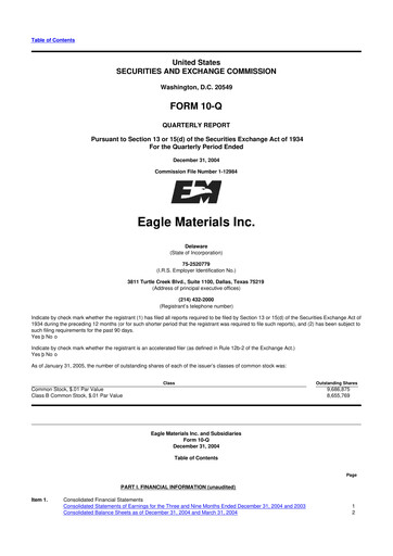 Thumbnail Eagle Materials
 10-Q Quarterly Report FY 