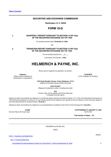 Thumbnail Helmerich & Payne

 10-Q Quarterly Report FY 