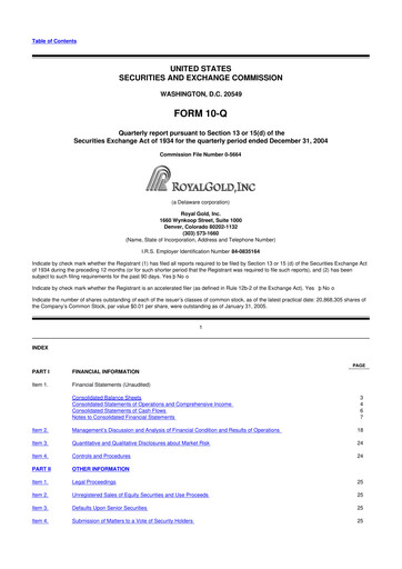 Vorschaubild Royal Gold
 10-Q Quartalsbericht  