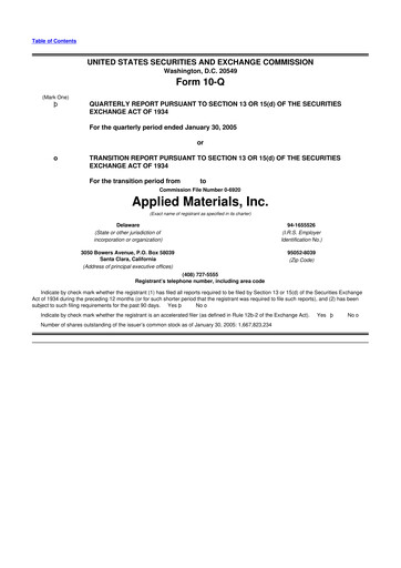 Thumbnail Applied Materials 10-Q Quarterly Report FY 