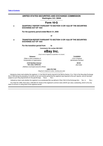 Thumbnail eBay 10-Q Quarterly Report FY 