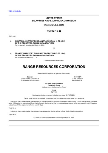 Thumbnail Range Resources
 10-Q Quarterly Report FY 