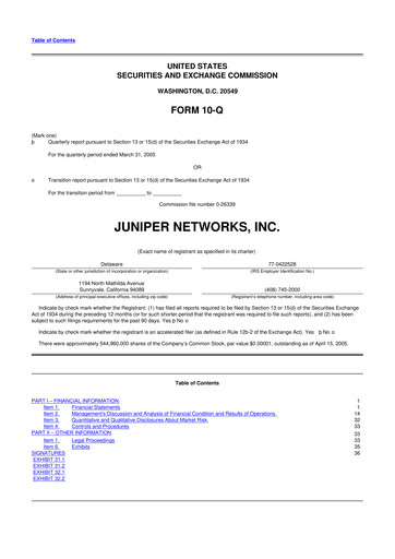 Vorschaubild Juniper Networks
 10-Q Quartalsbericht  