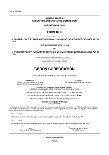 Thumbnail Geron 10-Q Quarterly Report FY 