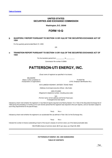 Thumbnail Patterson-UTI Energy 10-Q Quarterly Report FY 