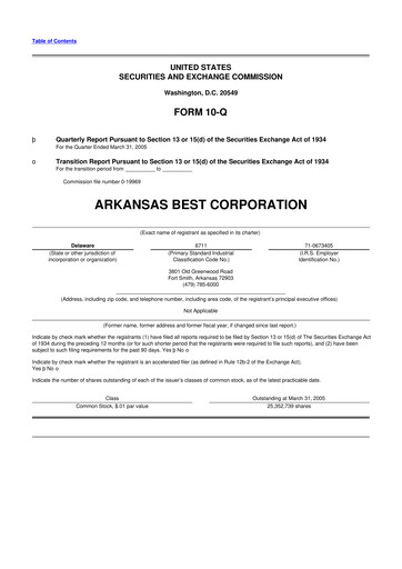 Thumbnail ArcBest 10-Q Quarterly Report FY 