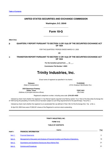 Miniature Trinity Industries
 10-Q Rapport trimestriel  