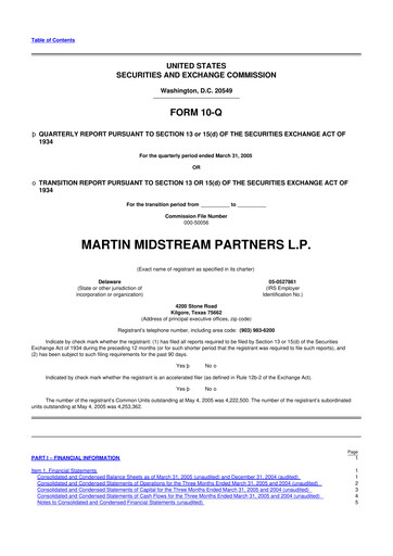 Thumbnail Martin Midstream Partners 10-Q Quarterly Report FY 