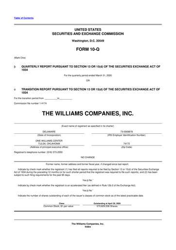 Thumbnail Williams Companies
 10-Q Quarterly Report FY 