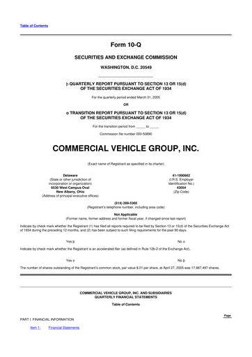 Vorschaubild Commercial Vehicle Group (CVG) 10-Q Quartalsbericht  