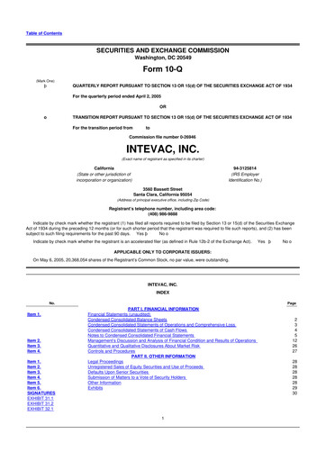 Thumbnail Intevac
 10-Q Quarterly Report FY 