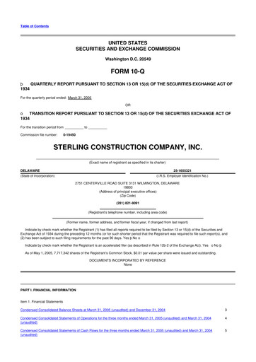 Thumbnail Sterling Infrastructure 10-Q Quarterly Report FY 