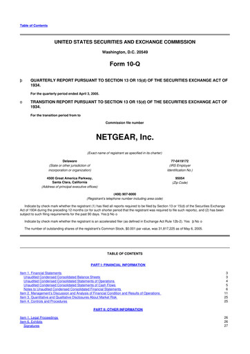 Miniature NETGEAR 10-Q Rapport trimestriel  