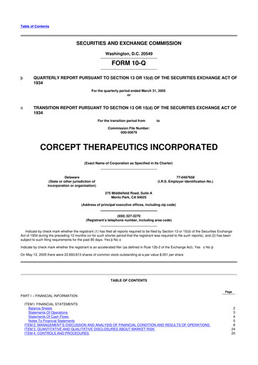 Thumbnail Corcept Therapeutics
 10-Q Quarterly Report FY 