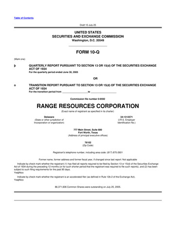 Thumbnail Range Resources
 10-Q Quarterly Report FY 