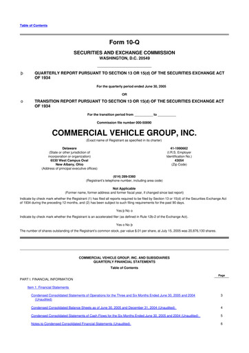 Vorschaubild Commercial Vehicle Group (CVG) 10-Q Quartalsbericht  