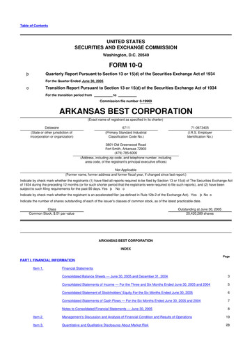 Thumbnail ArcBest 10-Q Quarterly Report FY 