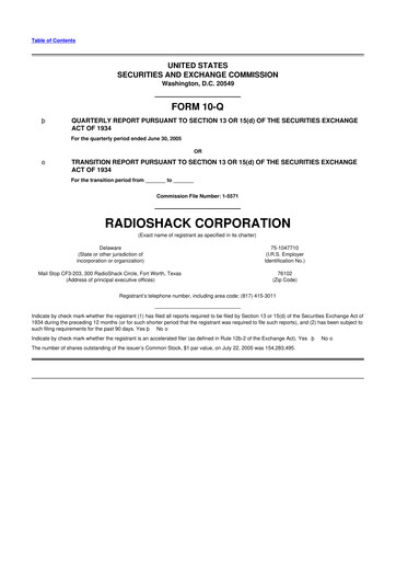 Thumbnail RadioShack 10-Q Quarterly Report FY 
