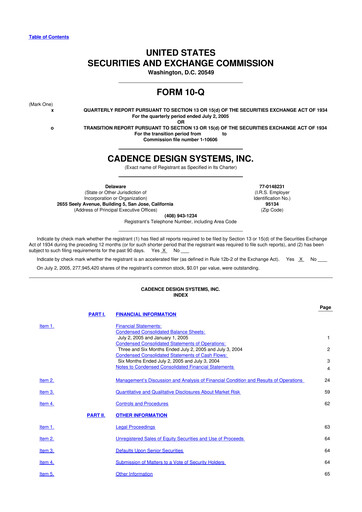 Thumbnail Cadence Design Systems 10-Q Quarterly Report FY 