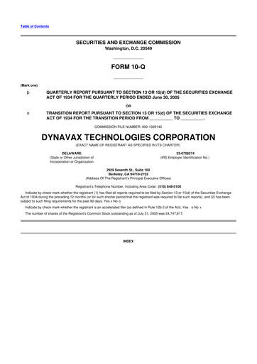 Thumbnail Dynavax Technologies
 10-Q Quarterly Report FY 