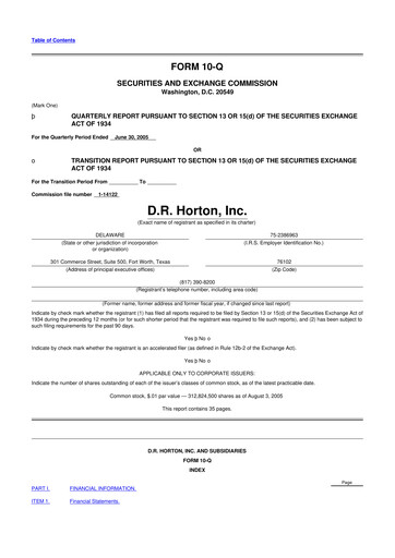 Thumbnail D. R. Horton
 10-Q Quarterly Report FY 