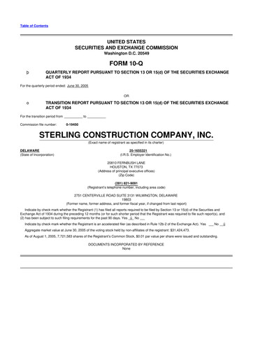 Thumbnail Sterling Infrastructure 10-Q Quarterly Report FY 