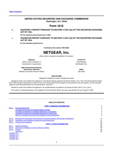 Miniature NETGEAR 10-Q Rapport trimestriel  