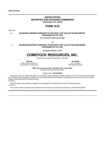 Thumbnail Comstock Resources 10-Q Quarterly Report FY 