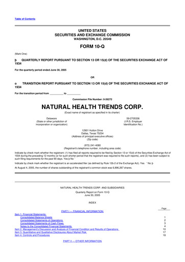 Thumbnail Natural Health Trends 10-Q Quarterly Report FY 