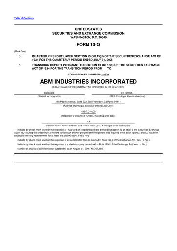 Thumbnail ABM Industries
 10-Q Quarterly Report FY 