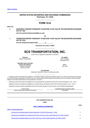 Thumbnail Saia
 10-Q Quarterly Report FY 