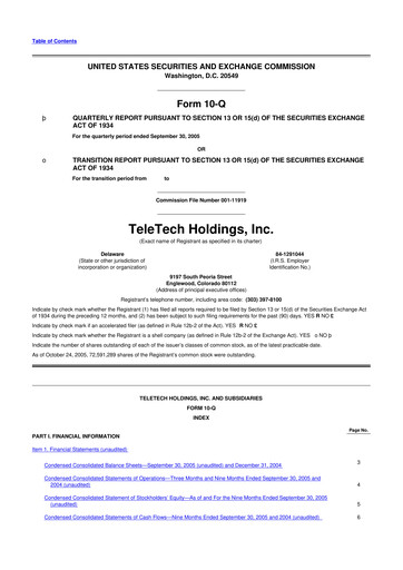 Thumbnail TTEC 10-Q Quarterly Report FY 