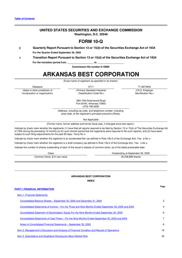 Thumbnail ArcBest 10-Q Quarterly Report FY 