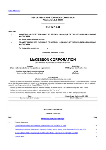 Miniature McKesson 10-Q Rapport trimestriel  