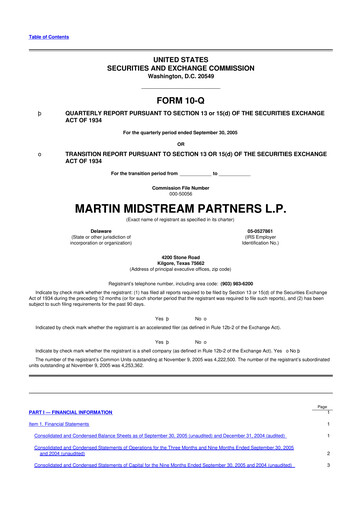Thumbnail Martin Midstream Partners 10-Q Quarterly Report FY 