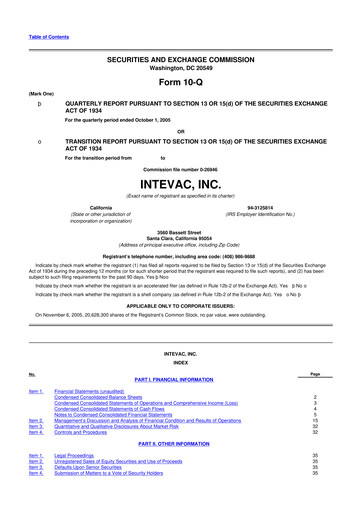 Thumbnail Intevac
 10-Q Quarterly Report FY 