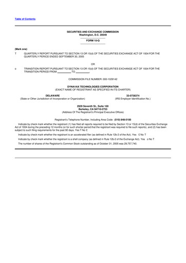 Thumbnail Dynavax Technologies
 10-Q Quarterly Report FY 