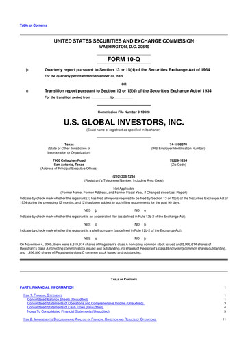 Thumbnail U.S. Global Investors 10-Q Quarterly Report FY 
