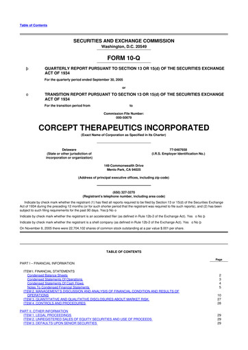 Thumbnail Corcept Therapeutics
 10-Q Quarterly Report FY 