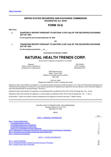 Thumbnail Natural Health Trends 10-Q Quarterly Report FY 