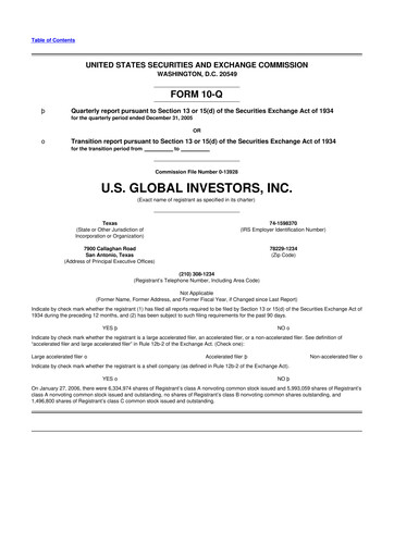 Thumbnail U.S. Global Investors 10-Q Quarterly Report FY 