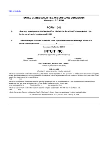 Miniature Intuit 10-Q Rapport trimestriel  