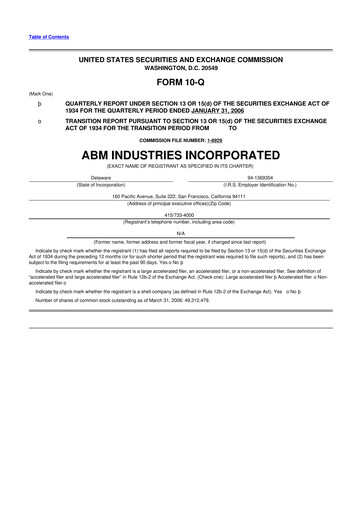 Thumbnail ABM Industries
 10-Q Quarterly Report FY 