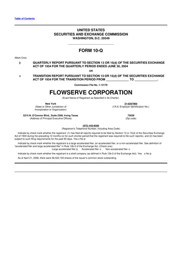 Thumbnail Flowserve
 10-Q Quarterly Report FY 