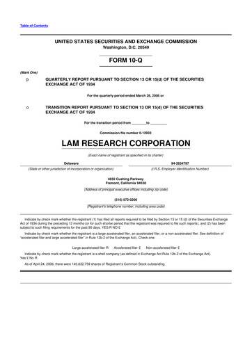 Vorschaubild Lam Research 10-Q Quartalsbericht  