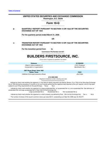 Miniature Builders FirstSource
 10-Q Rapport trimestriel  