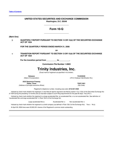 Miniature Trinity Industries
 10-Q Rapport trimestriel  